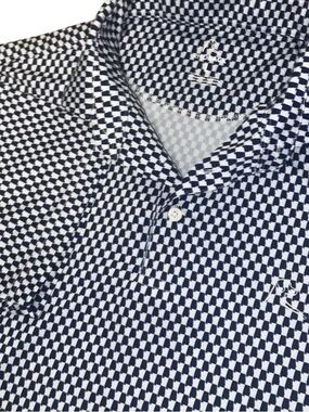 Rhoback Black White Alabama State Print Short Sleeve Performance Golf Polo Large